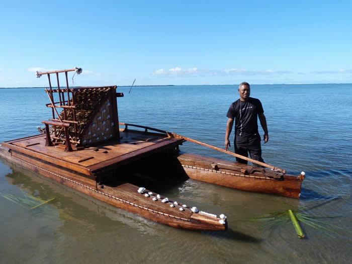 Joji and canoe in Suva Harbour